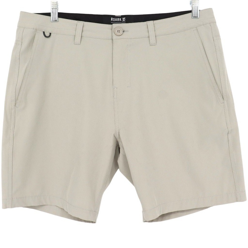 Roark Hytide Hybrid Shorts Mens 36 Tan Beige Stretch Quick Dry Walk Shorts